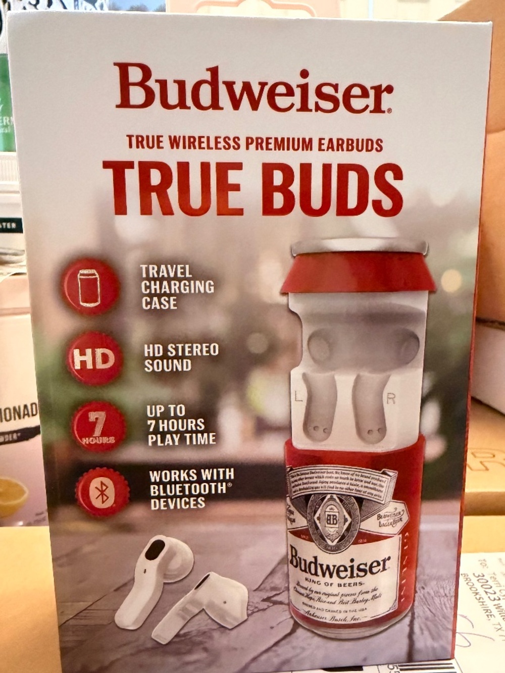 $25 NEW Budweiser True Buds Wireless Earbuds – Beer Can Charging Case